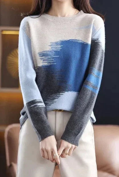 Trendiger Damen Pullover mit herbstlichem Farbverlauf – Amaris
