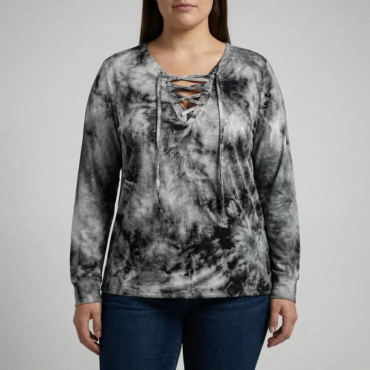 Tie-Dye Langarmshirt Damen In Großen Größen - Doreen