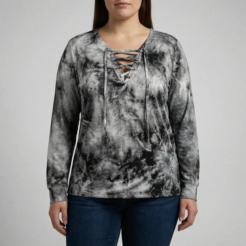 Tie-Dye Langarmshirt Damen In Großen Größen - Doreen