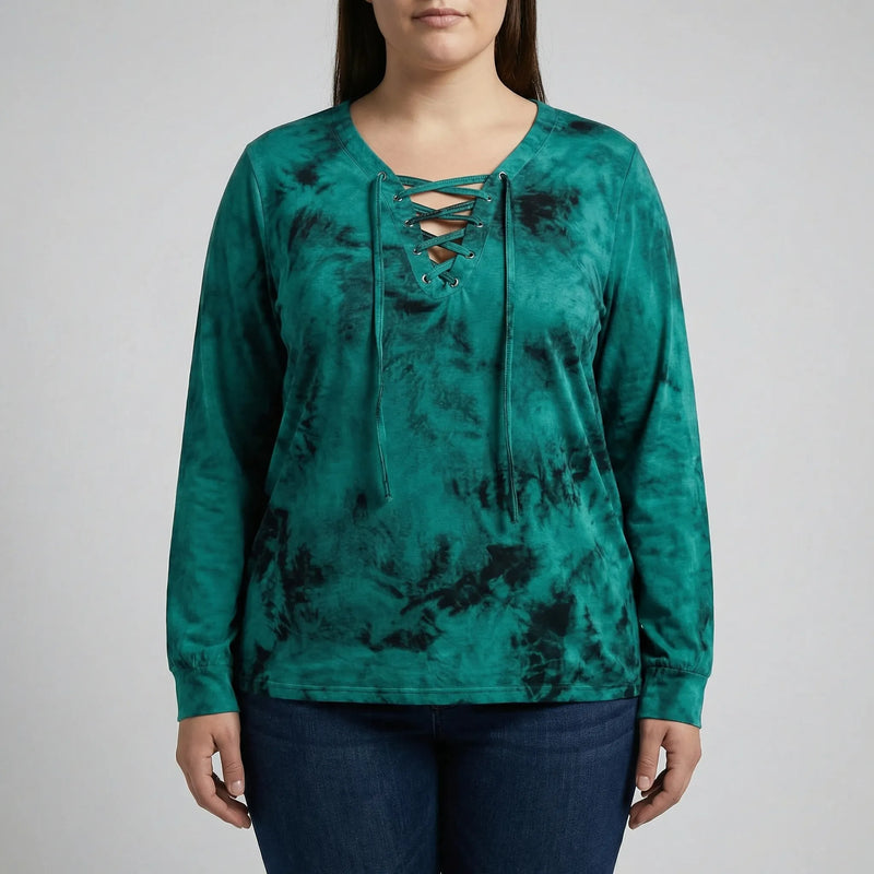 Tie-Dye Langarmshirt Damen In Großen Größen - Doreen