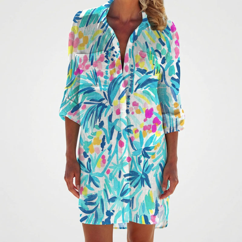 Tie-Dye Print Shirt Dress - Vanessa
