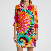 Tie-Dye Print Shirt Dress - Vanessa