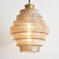 Tiered Ribbed Glass Pendant Lamp -  Tierluxe