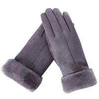 Touchscreen-Compatible Winter Gloves With Plush Trim - Debra