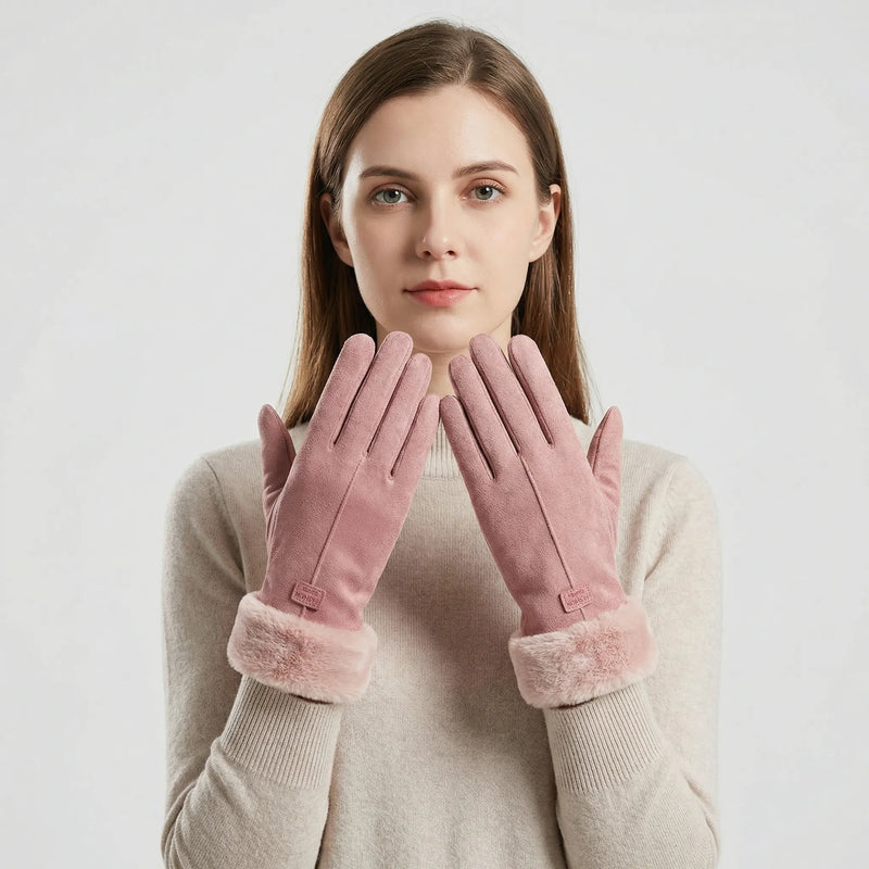 Touchscreen-Taugliche Winterhandschuhe Mit Plüschrand - Jodi