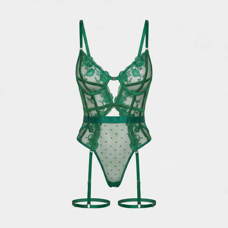 Transparenter Spitzen Body Mit Straps - Alissa