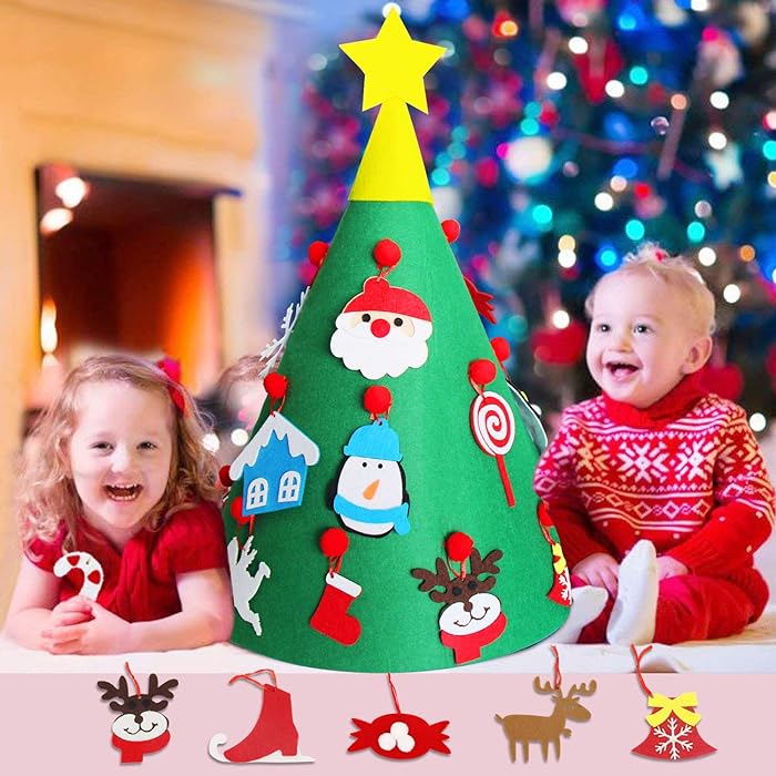Weihnachtsbaum aus Filz zum Selbstgestalten – mit 30 Dekoelementen