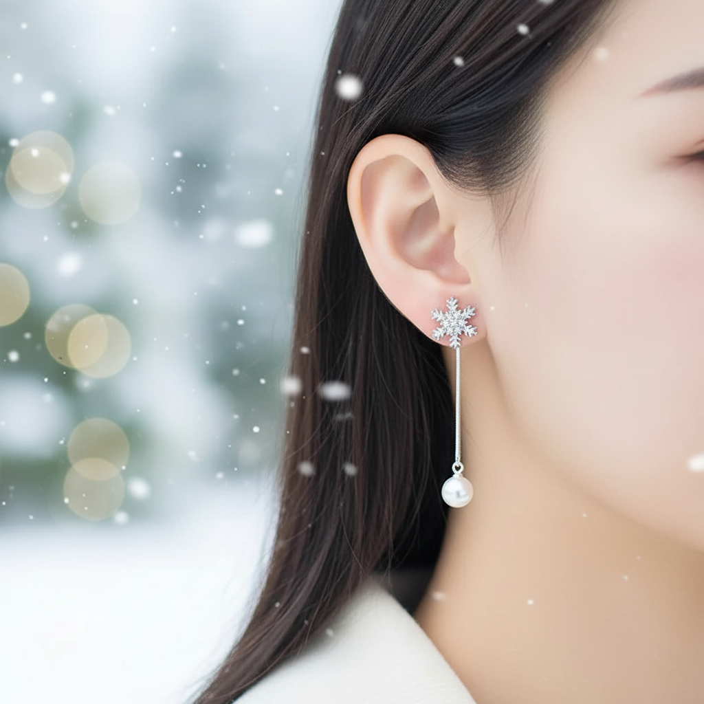 Tropfenohrringe Mit Schneeflocken - SnowflakeShine 