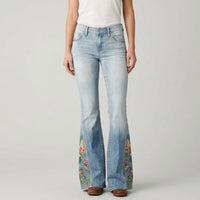 Uitlopende Jeans Met Bloemenprint - Janie