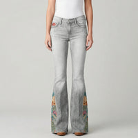 Uitlopende Jeans Met Bloemenprint - Janie