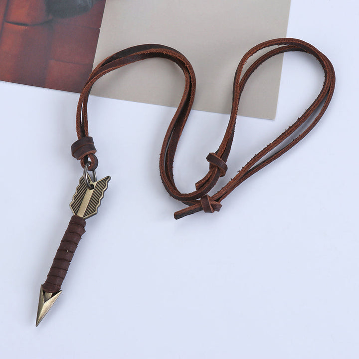 Unisex-Halskette Aus Leder - ArrowCharm 