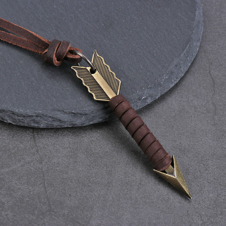 Unisex-Halskette Aus Leder - ArrowCharm 