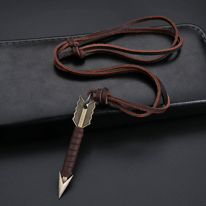 Unisex-Halskette Aus Leder - ArrowCharm 