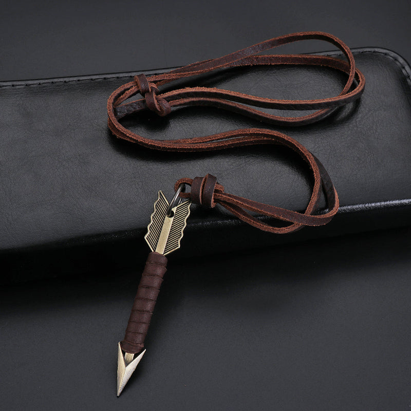 Unisex-Halskette Aus Leder - ArrowCharm 