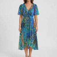 V-Neck Floral Print Midi Dress - Charlotte