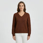 V-Neck Knitted Jumper With Open-Weave Sleeves - Audrey