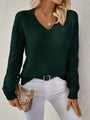 V-Neck Knitted Jumper With Open-Weave Sleeves - Audrey