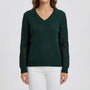 V-Neck Knitted Jumper With Open-Weave Sleeves - Audrey