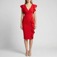V-Neck Ruffle Midi Dress - Alma