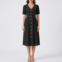 V Ausschnitt Midikleid Mit Knopfleiste - Maxine
