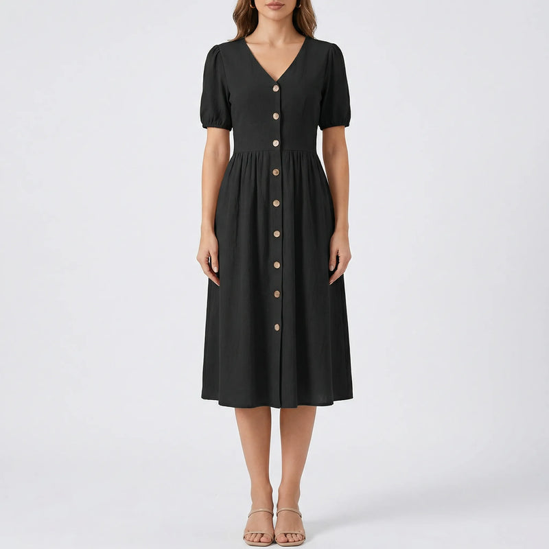 V Ausschnitt Midikleid Mit Knopfleiste - Maxine