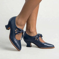 Vintage-Inspired Lace-Up Heeled Shoe - Virginia