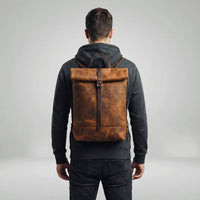 Vintage Crazy Horse Leren Rugzak - TrailForge