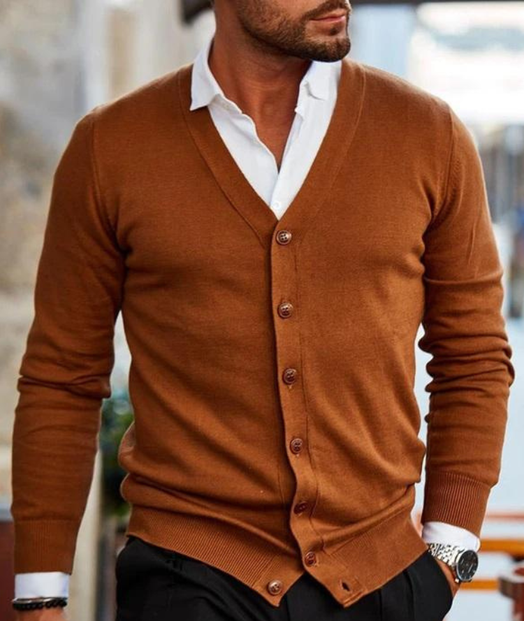 Vorgeformte V Hals Strickjacke - Gino
