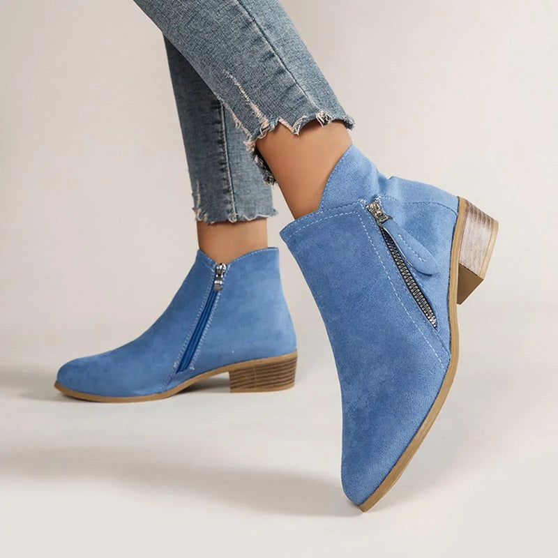 Herbstliche Damen Leder-Stiefeletten – Saphira
