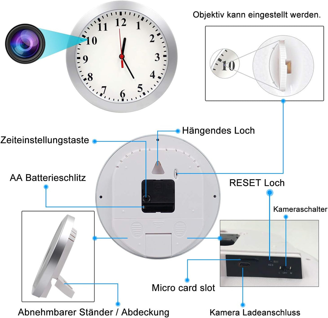 Wanduhr Mit Versteckter Kamera - ClockGuardo