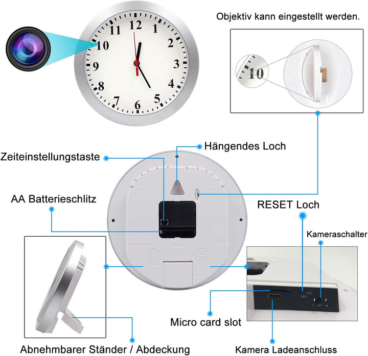 Wanduhr Mit Versteckter Kamera - ClockGuardo