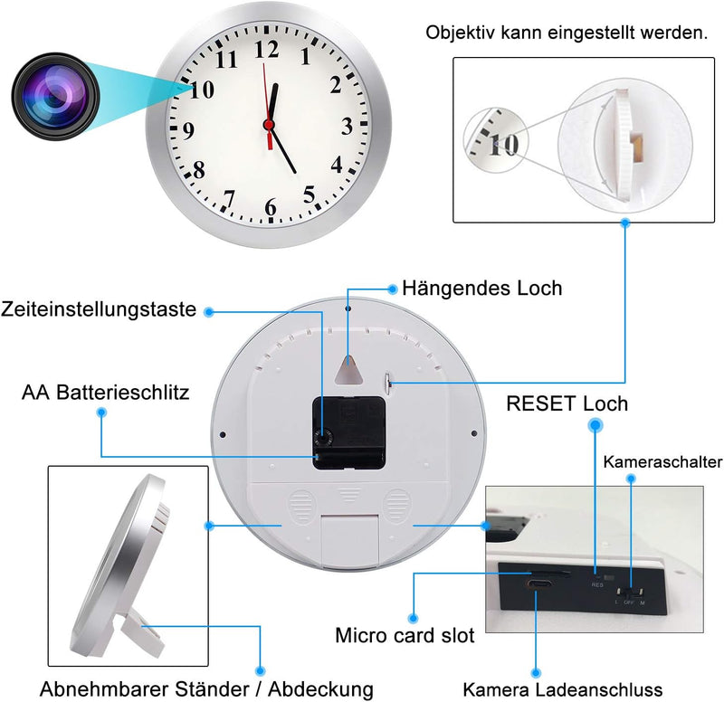 Wanduhr Mit Versteckter Kamera - ClockGuardo
