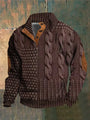 Warm Men's Jumper With Cable-Knit Pattern - Oscar