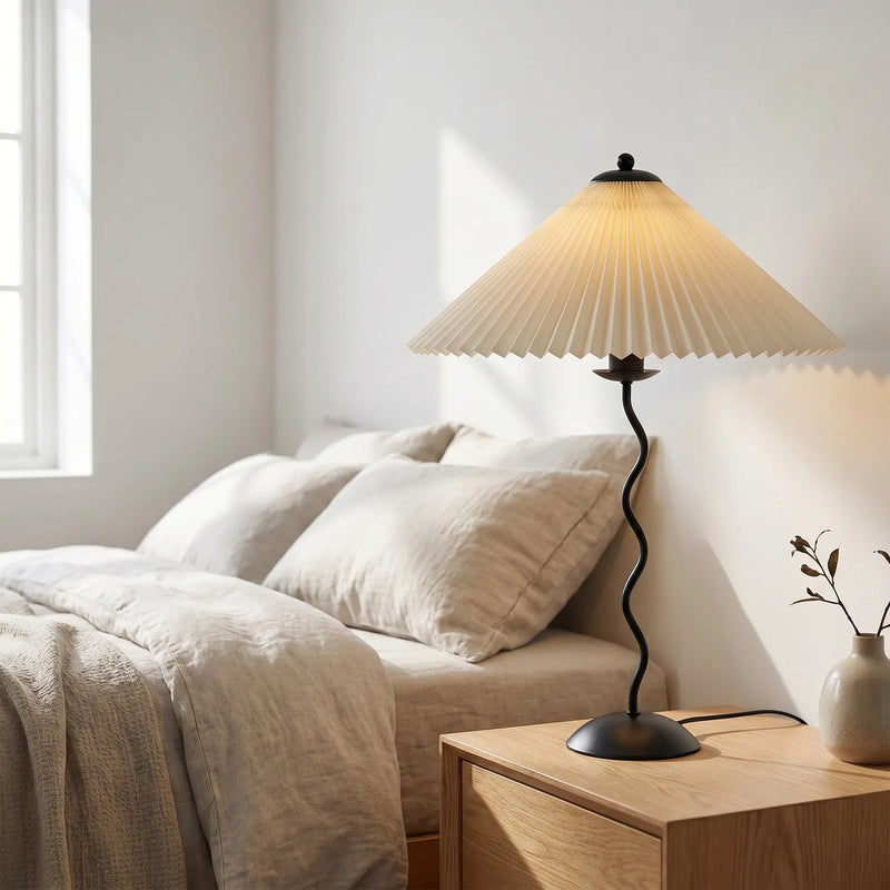 Wavy-Base Pleated Shade Table Lamp -  Waverly