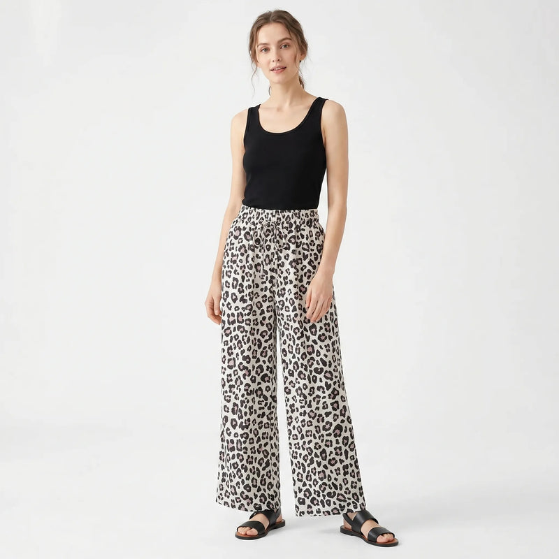 Weit Geschnittene Hose Mit Animal-Print - Prowlise