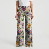 Wide-Leg Floral Print Trousers - Alexis