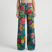 Wide-Leg Floral Print Trousers - Alexis
