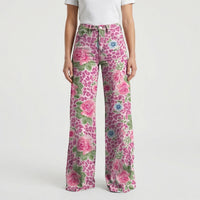 Wide-Leg Floral Print Trousers - Alexis