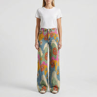 Wide-Leg Floral Print Trousers - Alexis