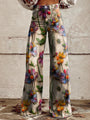 Wide-Leg Floral Print Trousers - Alexis