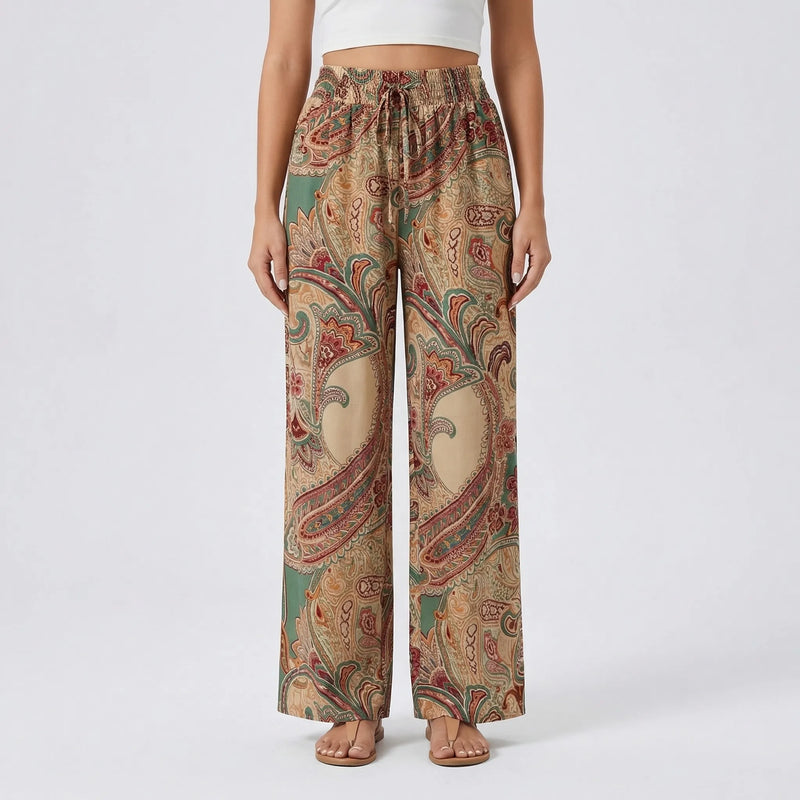 Wide-Leg Printed Boho Trousers - Hannah