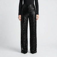 Wide-Leg Sequin Trousers Full Length - Molly