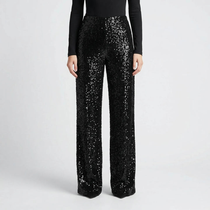 Wide-Leg Sequin Trousers Full Length - Molly