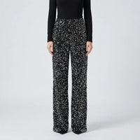 Wide-Leg Sequin Trousers Full Length - Molly
