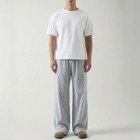 Wide-Leg Striped Casual Trousers - Alex