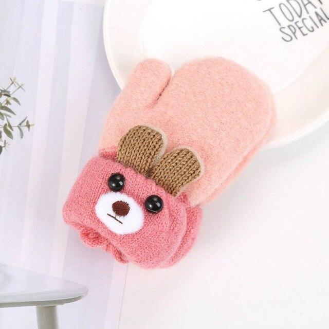 Winterwarme gefütterte Kinder-Fäustlinge mit Hasenmotiv & Kordel – 1+1 Gratis – 0–4 Jahre