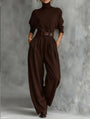 Women's Elegant Turtleneck And Trouser Set - Rachael