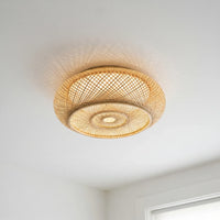 Woven Bamboo Flush Ceiling Light -  Canovi
