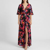 Wrap-Style Floral Print Maxi Dress - Christina
