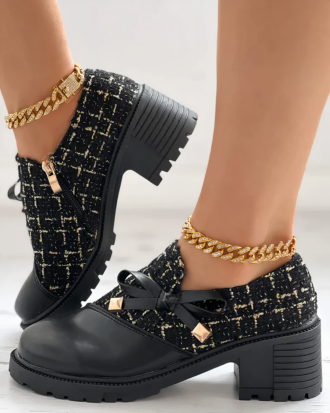 Elegante Blockabsatz-Schuhe mit spitzen Akzenten – Florina
